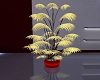 Gold plant red vase