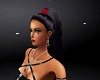 black hair whit red band