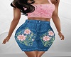 blue denim flowers short