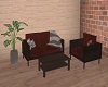 Red & Black Sofa Set