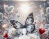 White roses butterfly bg