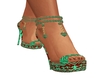 green an maroon heels