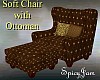 Soft Chair w/Ottoman Brn