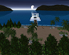 moonlit boathouse island