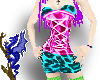 Blue leopard pink corset
