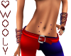 Belly piercing red blue