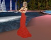 Red Lace Evening Gown