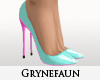 Teal all pink sole heels