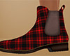 Red Ankle Boots Plaid F
