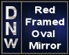Red Framed Oval Mirror