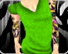 Green V-neck tee