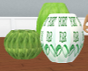 green an white vase