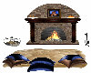 Fireplace, Pillows & Rug