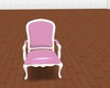 #pink and white armchair