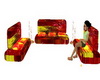 couches red gold