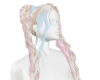 Blonde Pink/Blue Pigtail