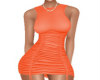 Shirred Orange Dress