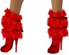 Red Glitter Fur Boots