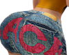 peace sign denim shorts