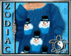 [F]Snowman Blue Sweater