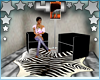 Zebra Rug, Lamp & Chairs