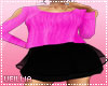 Pink sweater/Black skirt