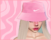 blonde with pink hat -