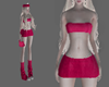 pink velvet top+skirt