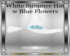 White Summer Hat w Blue