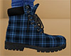 Teal Work Boots Plaid M
