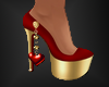 Red with Gold Heart Heel