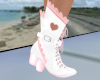 White Heart Lace Boots