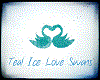 Teal Ice Love Swans