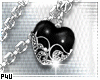 -P- Black Heart Necklace
