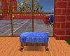 Blue country ottoman