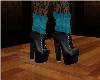 Black Boots W/Teal