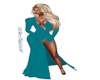 teal slitted dress