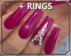 * Dark Pink Nails +Rings