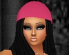 Black hair w/pink scarf