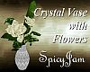 Crystal Vase/Wht Flowers