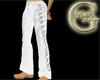 White leather pant buckl