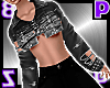Cutout Denim Crop/ Black