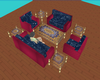 red and blue sofa set