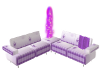 white and purlpe couch