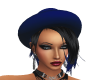 black with blue hair hat