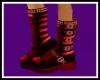 Stripe Buckle Boots Red