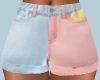 Color Block Denim Shorts