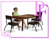 Wood Lthr Table & Chairs
