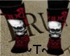 ~T~Skull Boots Red Black