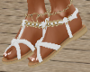 white chained up sandals